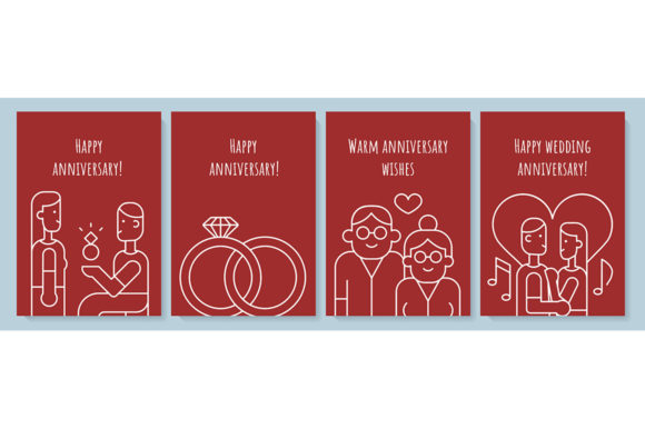 Anniversary Postcard with Linear Icons - A Graphic Template for Modern Content