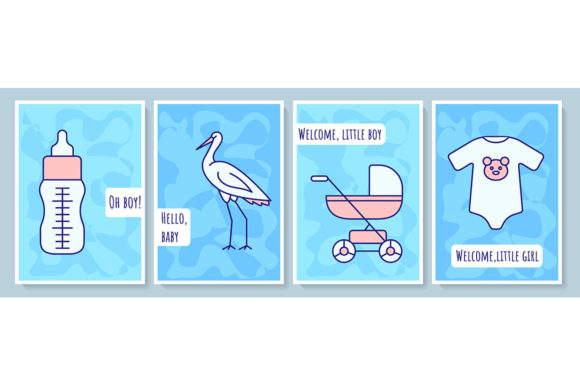 Baby Shower Greeting Card Set for Graphic Templates