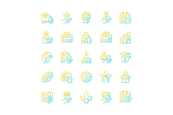 Bonuses Gradient Linear Vector Icons Set for Modern Web Design