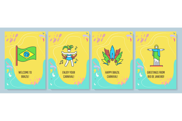 Brazil Greeting Card with Color Icons - Graphic Templates for Creative Crafting