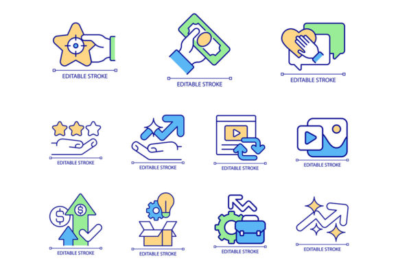 Business Transparency RGB Color Icon Set for Modern Design Projects