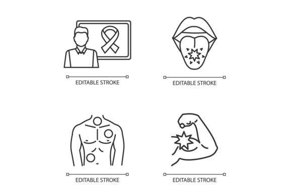 Cancer Linear Icon Set for Graphics and Icons