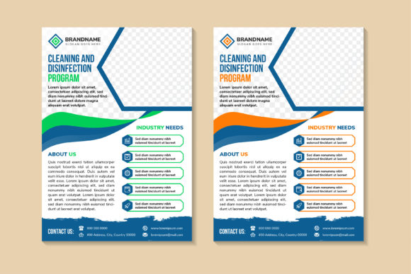 Cleaning Service Program Vertical Flyer Graphics for Print Templates