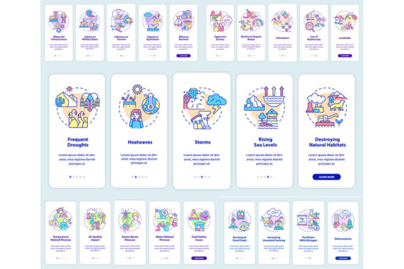 Climate Change Onboarding Mobile App Graphics