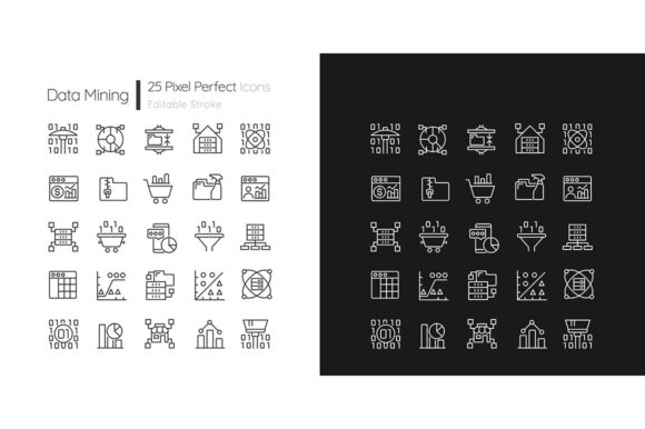Data Mining Linear Pixel Perfect Icons - Modern Graphics for Clean Icons