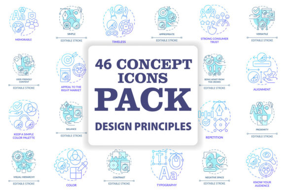 Design Principles Concept Icons Bundle for Handmade Creations
