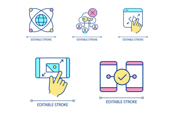 Digital Literacy and Skills Color Icons for Crafting