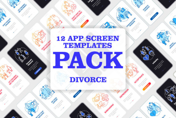 Divorce Onboarding Mobile App Screen Set - Graphic Templates for Modern Design