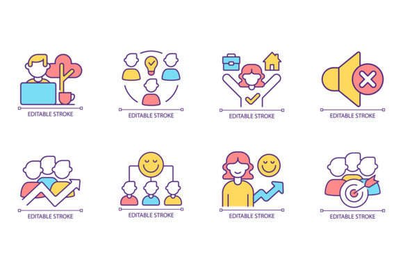Employee Productivity RGB Color Icon Set for Branding and Marketing