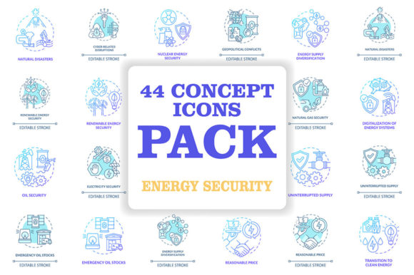 Energy Security Concept Icons Bundle for Small Business Branding