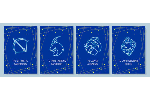Horoscope Signs Postcard with Icons - A Graphic Template for Creative Publishing