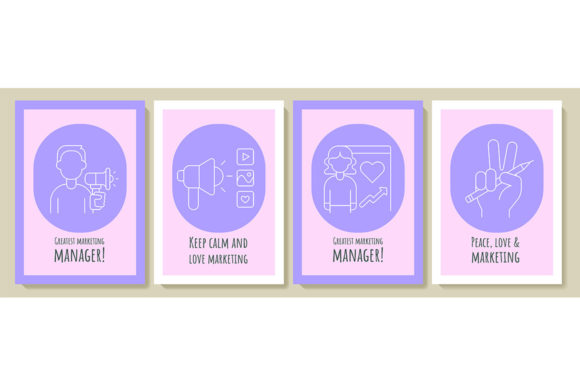 Marketing Manager Postcards with Icons - Graphic Templates for Handmade Creations