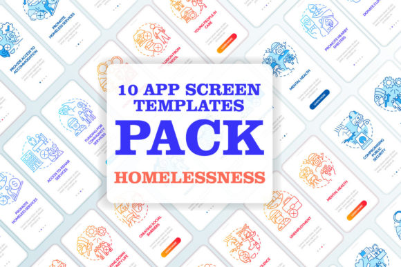 Poverty and Homelessness Issues App Set Graphics