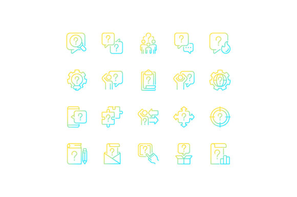 Question Mark Gradient Linear Icons Set for Modern Web Design