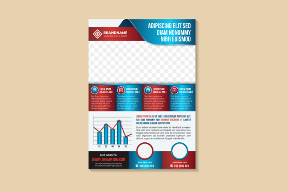 Red Blue Gradient Vertical Flyer for Print Templates and Graphics