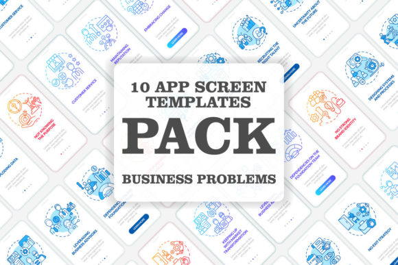 Regular Business Issues Mobile App Set Graphics