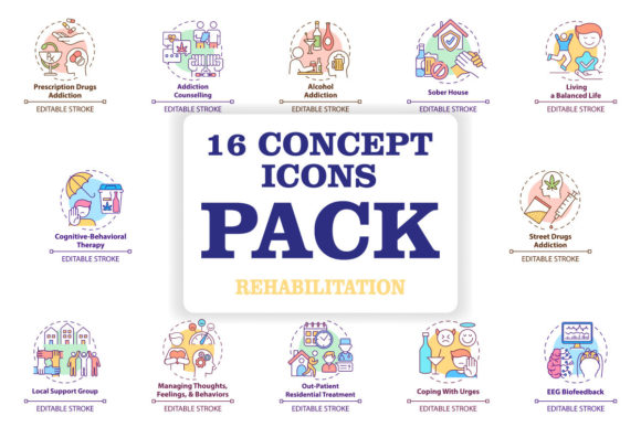 Rehabilitation Concept Icons Bundle for Branding and Marketing