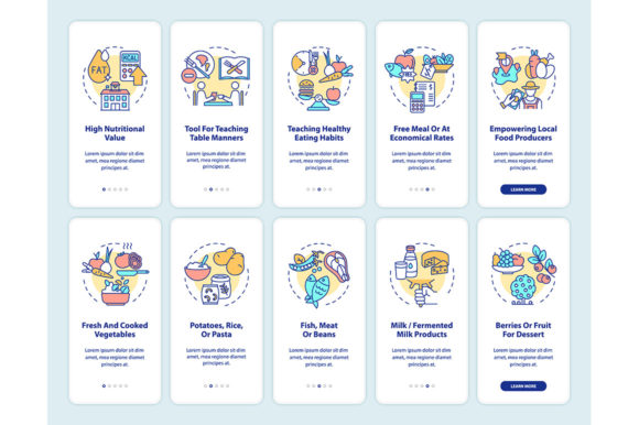 School Meal Onboarding Mobile App Pages Graphics