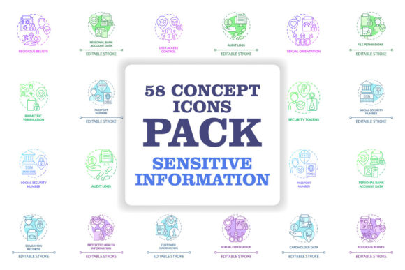 Sensitive Information Concept Icons - Modern Graphics for Branding