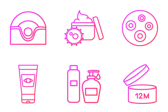 Skin Care Products Gradient Linear Icons Graphics