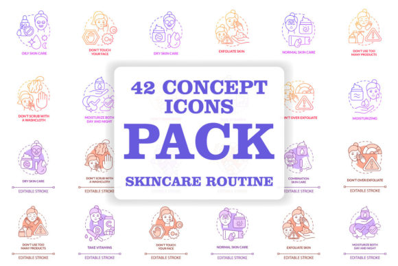 Skincare Routine Concept Icons Bundle for Modern Web Design