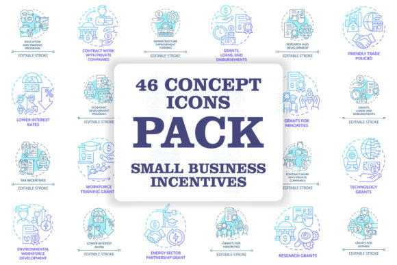 Small Business Incentives Concept Icons for Branding and Design