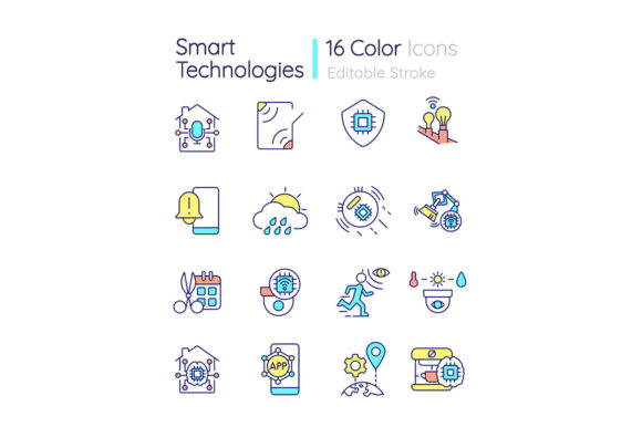 Smart Technologies RGB Color Icons Set for Modern Web Graphics