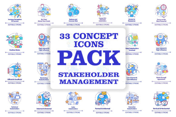 Stakeholder Management Icons Bundle for Modern Design Projects