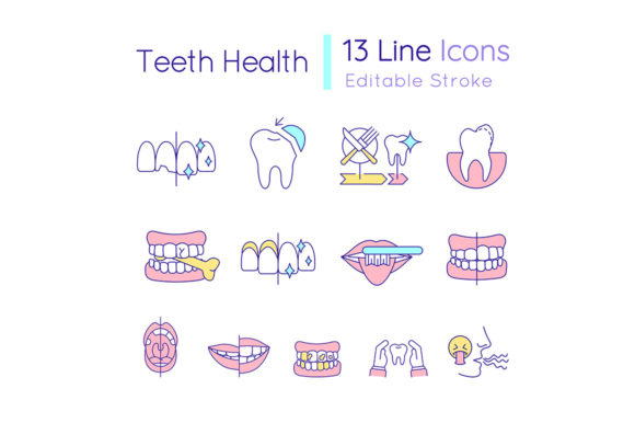 Teeth Health RGB Color Icons Set for Branding and Packaging