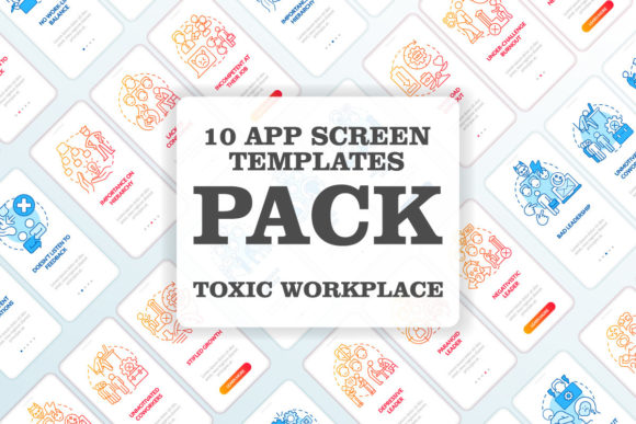 Toxic Work Environment Mobile App Screen Graphics