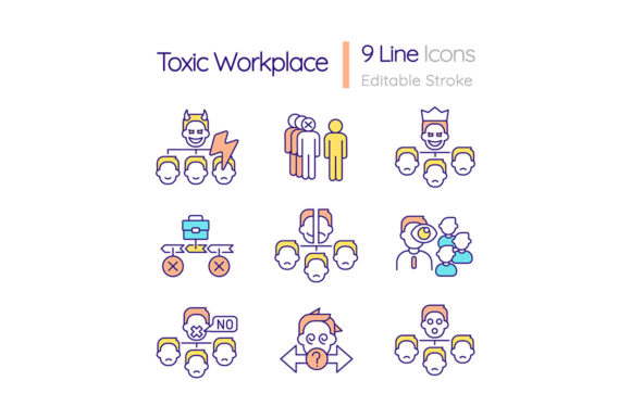 Toxic Workplace RGB Color Icons Set for Graphics and Icons