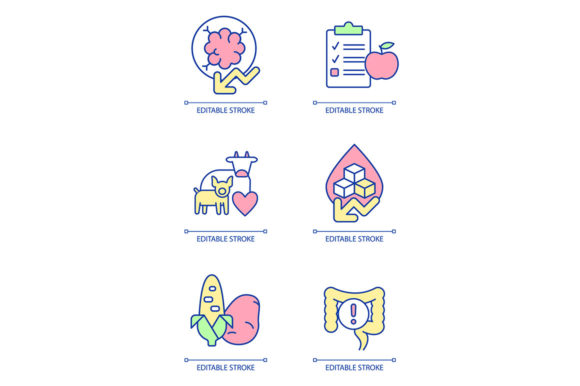 Vegan Lifestyles RGB Color Icon Set for Graphics and Icons