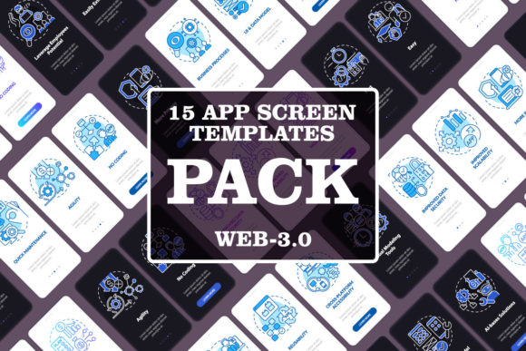 Web 3 0 Onboarding Mobile App Screen Set - Graphic Templates for Modern Design